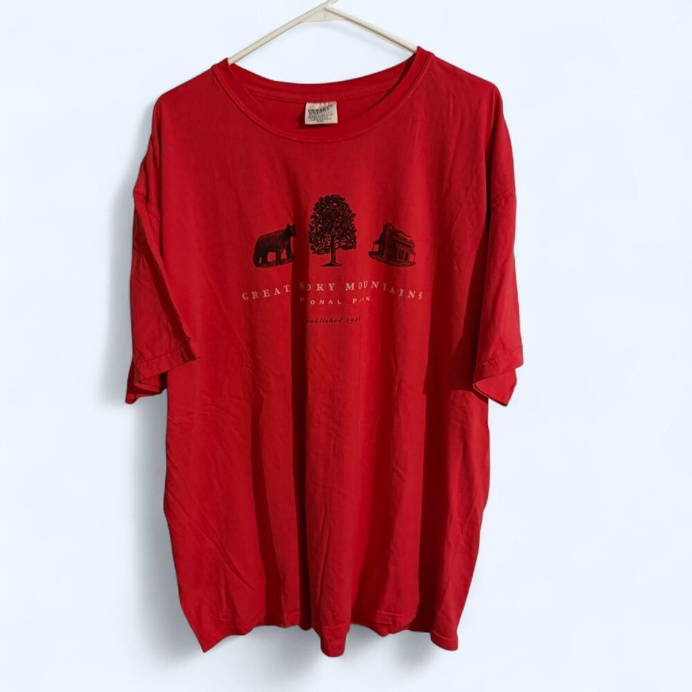 Comfort Colors shirt Men XXL red Great Smoky Mountains souvenir graphic tee